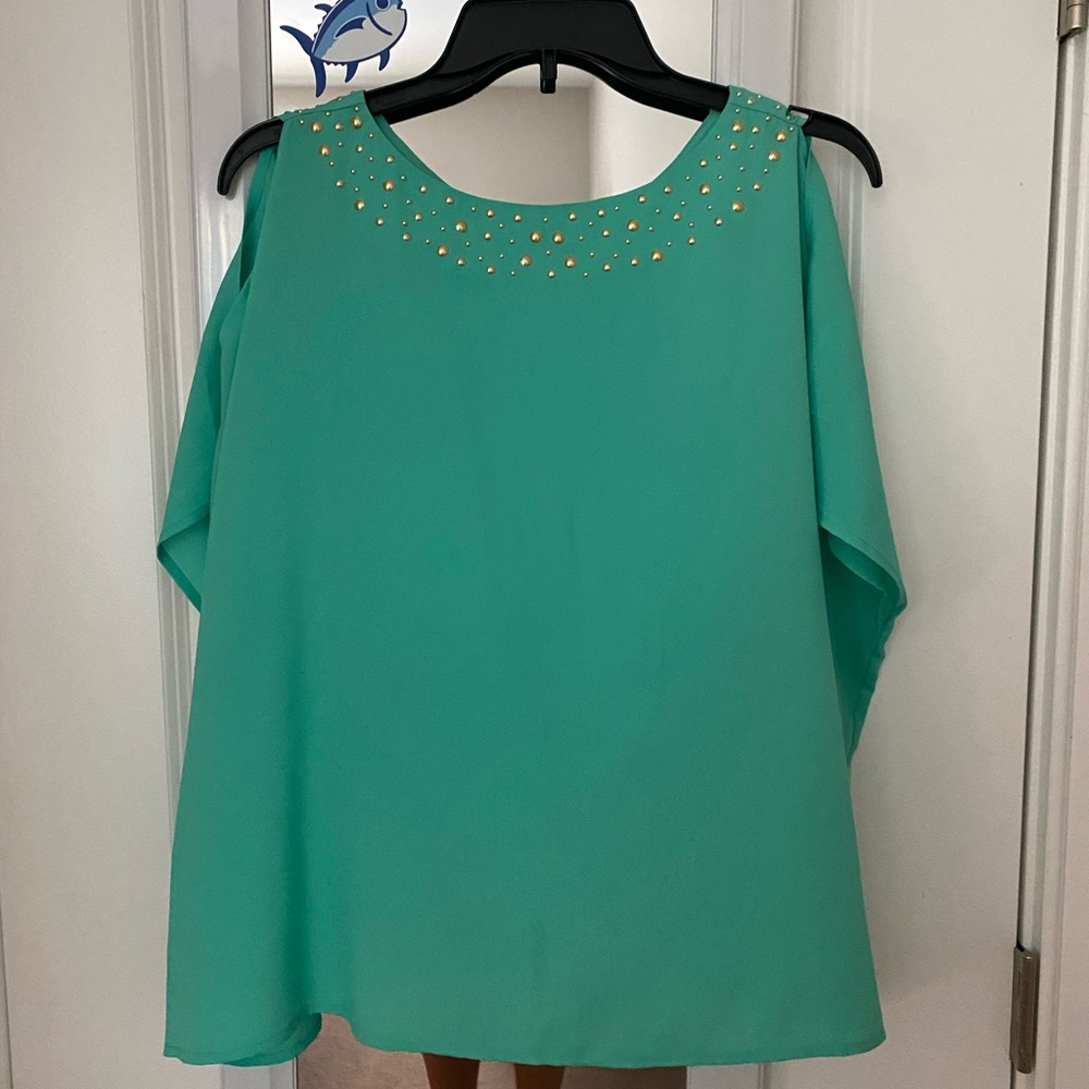 Lilly Pulitzer Cold Shoulder Blouse with Gold Stud detail